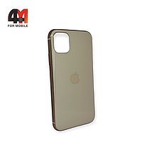 Чехол Iphone 11 силиконовый, глянцевый с логотипом, бежевого цвета, Hicool