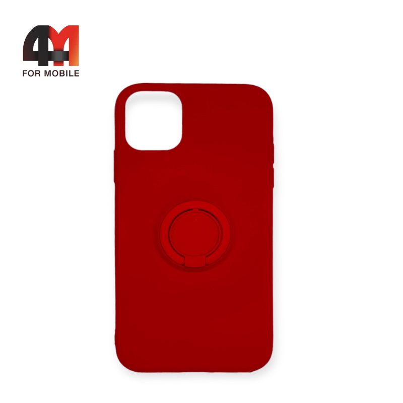Чехол Iphone 11 силиконовый с кольцом, красного цвета - фото 1 - id-p226622374