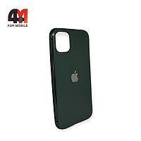 Чехол Iphone 11 силиконовый, матовый с логотипом, темно-зеленого цвета, Hicool