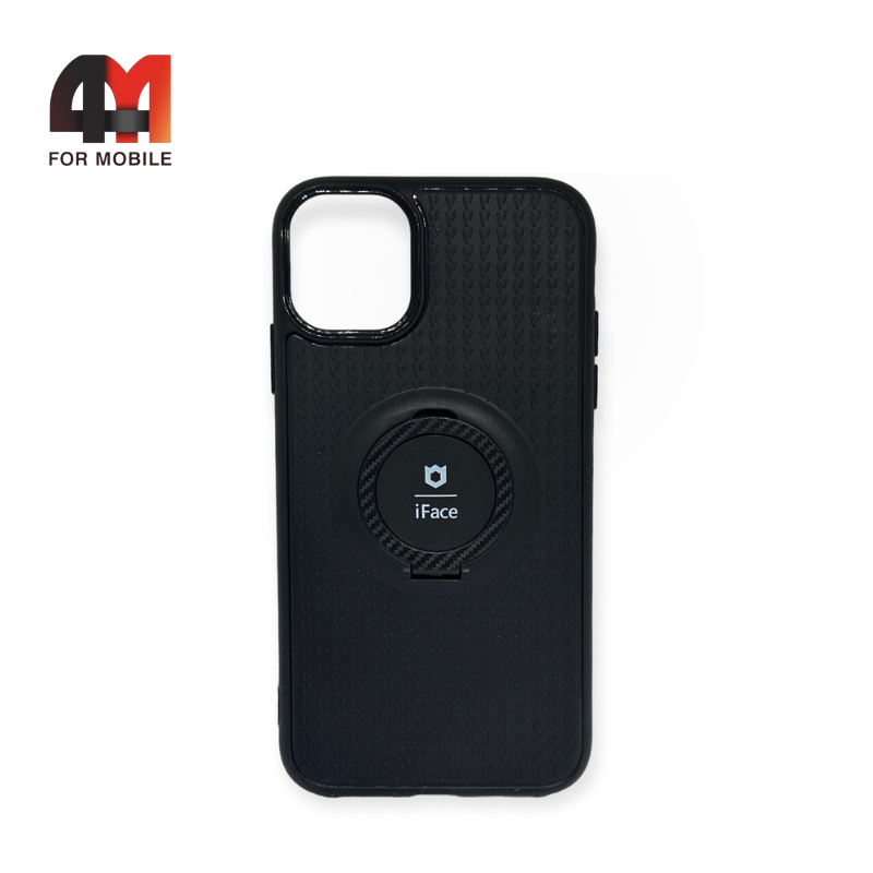 Чехол Iphone 11 силиконовый с кольцом, черного цвета, iFace - фото 1 - id-p226622370