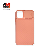 Чехол Iphone 11 силиконовый с защитой на камеру, персикового цвета