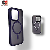Чехол Iphone 11 пластиковый с усиленной рамкой + MagSafe, фиолетового цвета, Protective Case