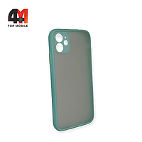 Чехол Iphone 11 пластиковый с усиленной рамкой, ментолового цвета
