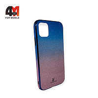 Чехол Iphone 11 пластиковый, блестящий Сваровски, синего цвета
