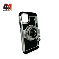 Чехол Iphone 11 пластиковый, фотоаппарат, черно-серого цвета