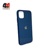 Чехол Iphone 11 пластиковый, глянцевый с логотипом, синего цвета