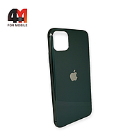 Чехол Iphone 11 Pro Max силиконовый, глянцевый с логотипом, темно-зеленого цвета, Hicool