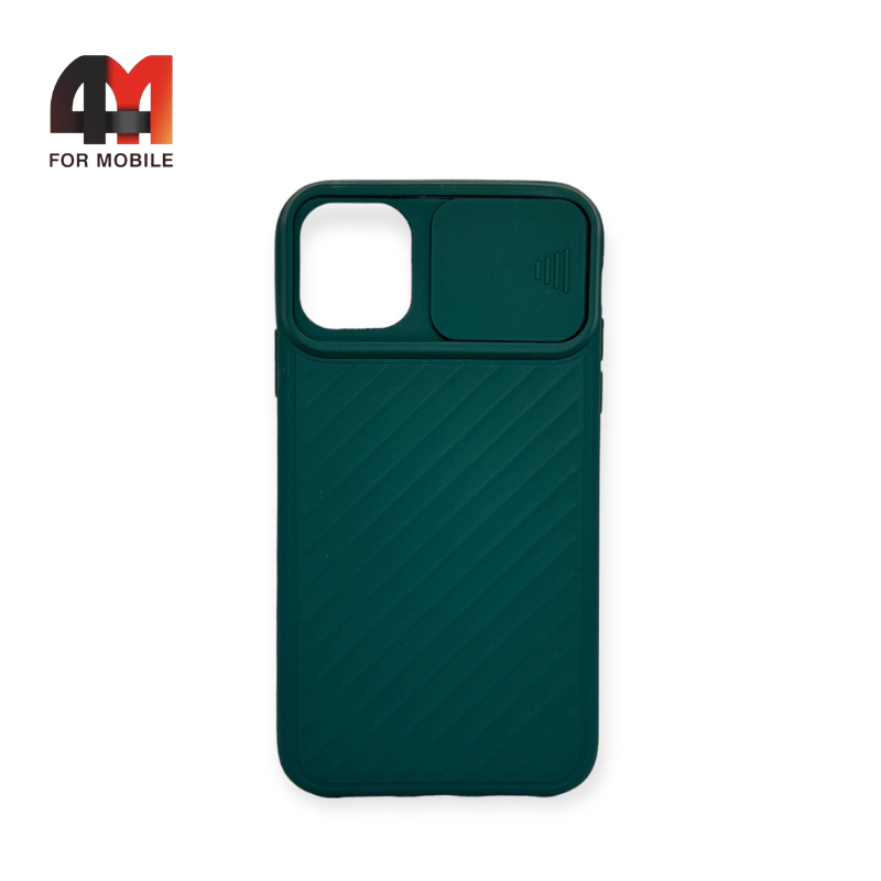 Чехол Iphone 11 Pro Max силиконовый с защитой на камеру, зеленого цвета - фото 1 - id-p226622522