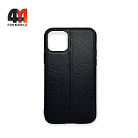 Чехол Iphone 11 Pro Max силиконовый, под кожу, черного цвета, HDD