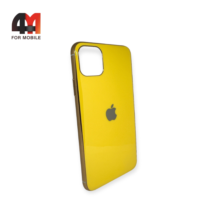 Чехол Iphone 11 Pro Max силиконовый, глянцевый с логотипом, желтого цвета, Hicool - фото 1 - id-p226618216