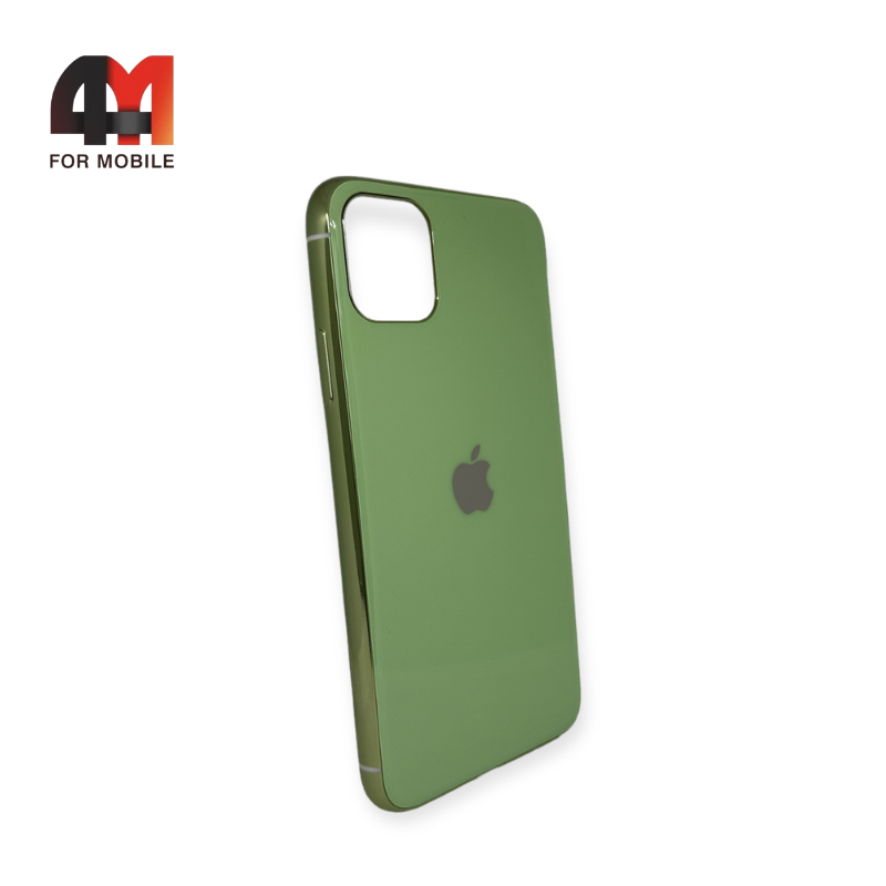 Чехол Iphone 11 Pro Max силиконовый, глянцевый с логотипом, салатового цвета, Hicool - фото 1 - id-p226618952