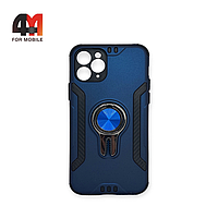 Чехол Iphone 11 Pro Max пластиковый, противоударный с кольцом, синего цвета