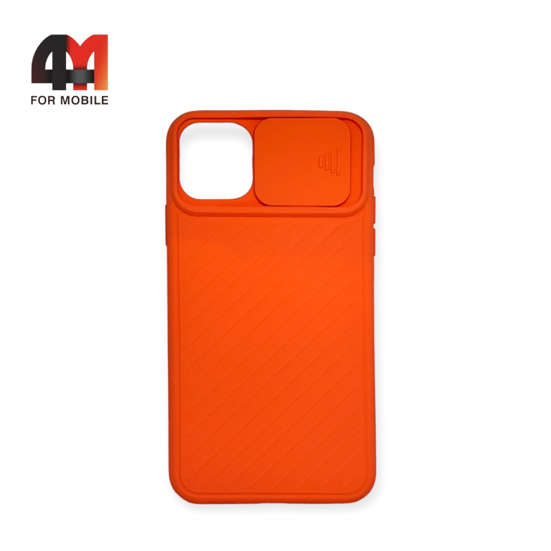 Чехол Iphone 11 Pro Max силиконовый с защитой на камеру, оранжевого цвета - фото 1 - id-p226622498