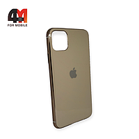 Чехол Iphone 11 Pro Max силиконовый, глянцевый с логотипом, бежевого цвета, Hicool