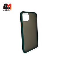 Чехол Iphone 11 Pro Max пластиковый с усиленной рамкой, темно-зеленого цвета