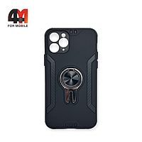 Чехол Iphone 11 Pro Max пластиковый, противоударный с кольцом, черного цвета