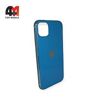 Чехол Iphone 11 Pro Max силиконовый, глянцевый с логотипом, голубого цвета, Hicool