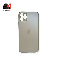Чехол Iphone 11 Pro Max пластиковый, матовый с логотипом, бежевого цвета