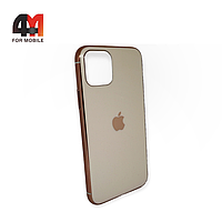 Чехол Iphone 11 Pro Max силиконовый, матовый с логотипом, пудрового цвета, Hicool