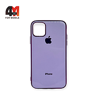 Чехол Iphone 11 Pro Max силиконовый, глянцевый с логотипом, фиолетового цвета