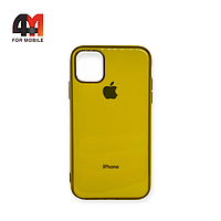 Чехол Iphone 11 Pro Max силиконовый, глянцевый с логотипом, желтого цвета
