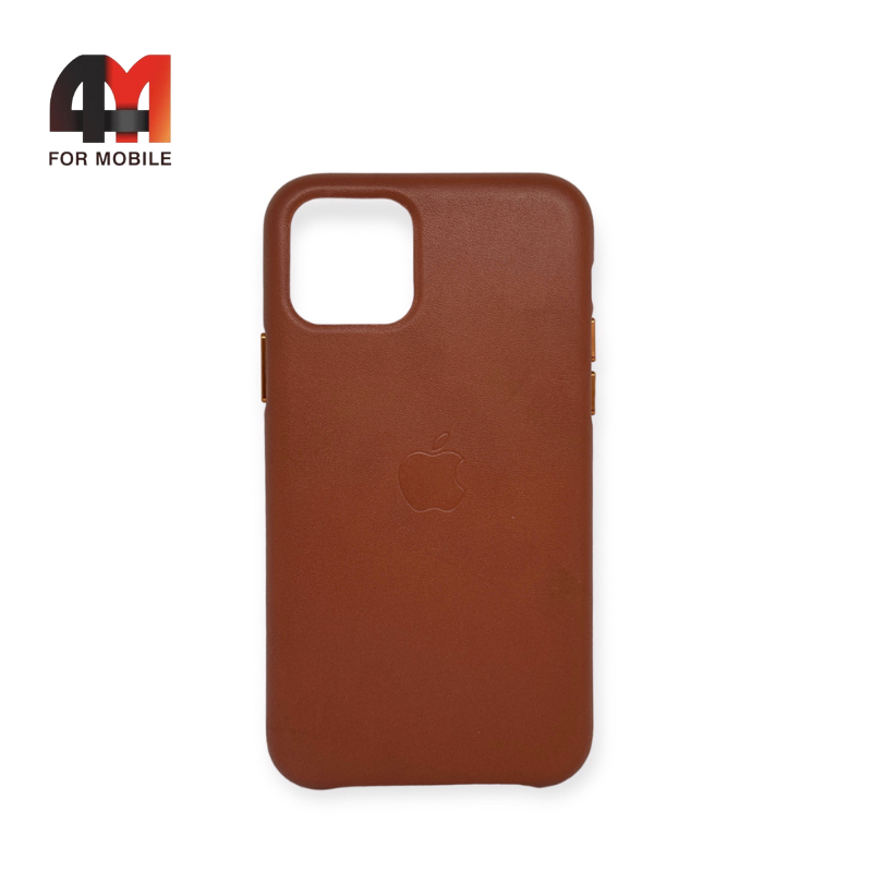 Чехол Iphone 11 Pro пластиковый, Leather Case, Saddle brown - фото 1 - id-p226617515