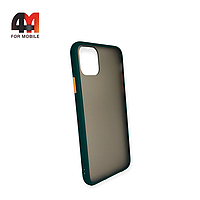 Чехол Iphone 11 Pro пластиковый с усиленной рамкой, темно-зеленого цвета