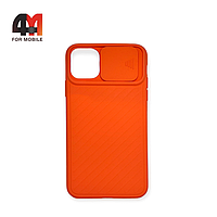 Чехол Iphone 11 Pro силиконовый с защитой на камеру, оранжевого цвета