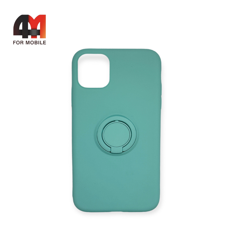Чехол Iphone 11 Pro силиконовый с кольцом, мятного цвета - фото 1 - id-p226621233