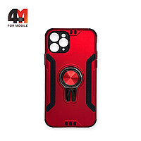 Чехол Iphone 11 Pro пластиковый, противоударный с кольцом, красного цвета