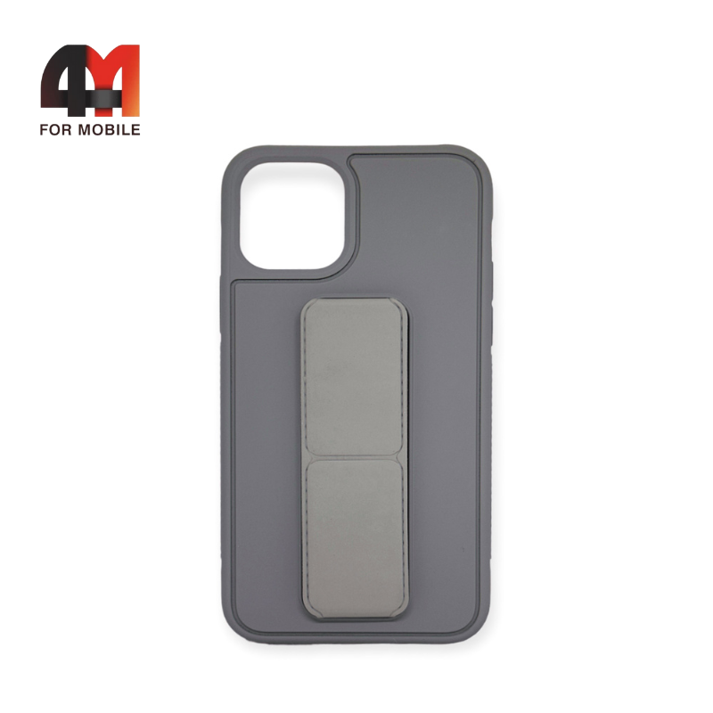 Чехол Iphone 11 Pro силиконовый, с магнитной подставкой, серого цвета - фото 1 - id-p226618833