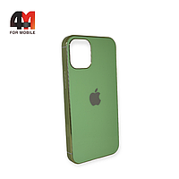 Чехол Iphone 12 Mini силиконовый, глянцевый с логотипом, салатового цвета, Hicool