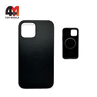 Чехол Iphone 12 Mini пластиковый, Leather Case + MagSafe, Black