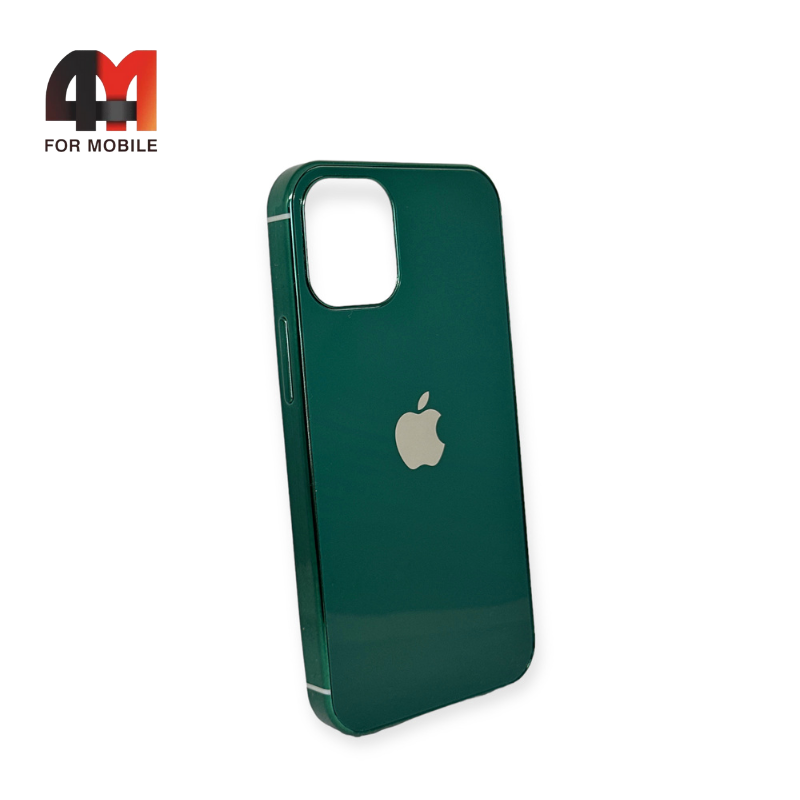 Чехол Iphone 12 Mini силиконовый, глянцевый с логотипом, зеленого цвета, Hicool - фото 1 - id-p226617294