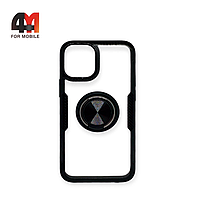 Чехол Iphone 12 Mini пластиковый, ободок с кольцом, черного цвета, Doyers