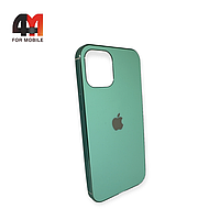 Чехол Iphone 12 Mini силиконовый, матовый с логотипом, мятного цвета, Hicool