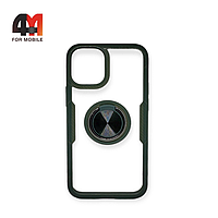 Чехол Iphone 12 Mini пластиковый, ободок с кольцом, зеленого цвета, Doyers