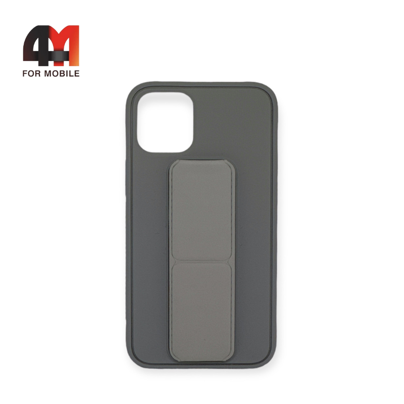 Чехол Iphone 12 Mini силиконовый с магнитной подставкой, серого цвета - фото 1 - id-p226622854