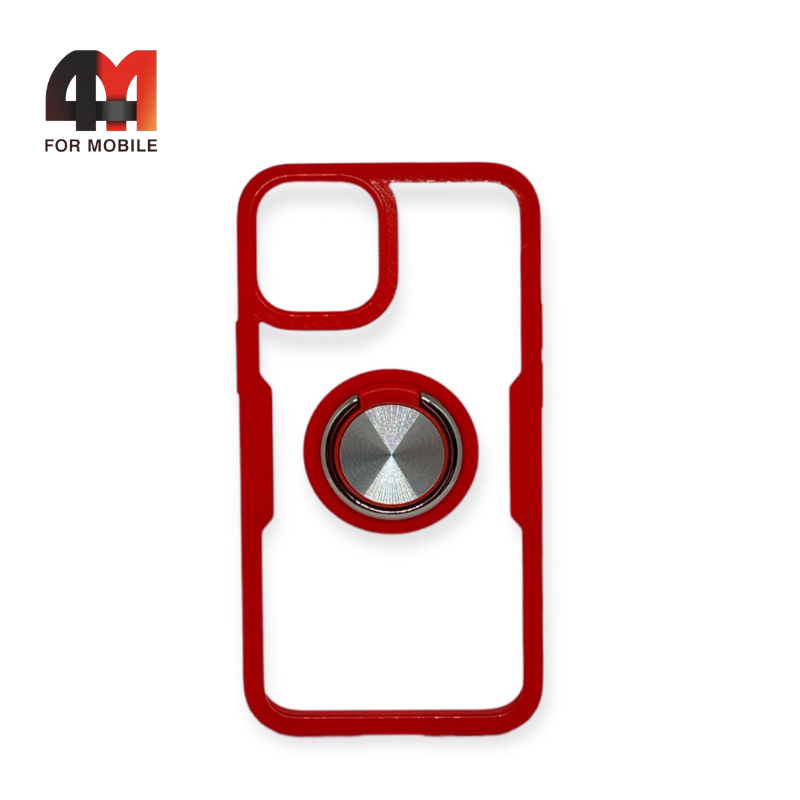 Чехол Iphone 12 Mini пластиковый, ободок с кольцом, красного цвета, Doyers - фото 1 - id-p226619494