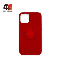 Чехол Iphone 12 Mini силиконовый с кольцом, красного цвета