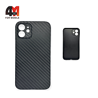 Чехол Iphone 12 Mini пластиковый, карбон, черного цвета, K-DOO