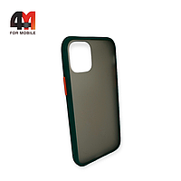 Чехол Iphone 12 Mini пластиковый с усиленной рамкой, темно-зеленого цвета