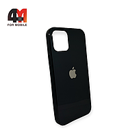 Чехол Iphone 12 Mini силиконовый, глянцевый с логотипом, черного цвета, Hicool