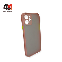 Чехол Iphone 12 Mini пластиковый с усиленной рамкой, персикового цвета