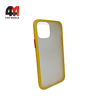 Чехол Iphone 12 Pro Max пластиковый с усиленной рамкой, желтого цвета