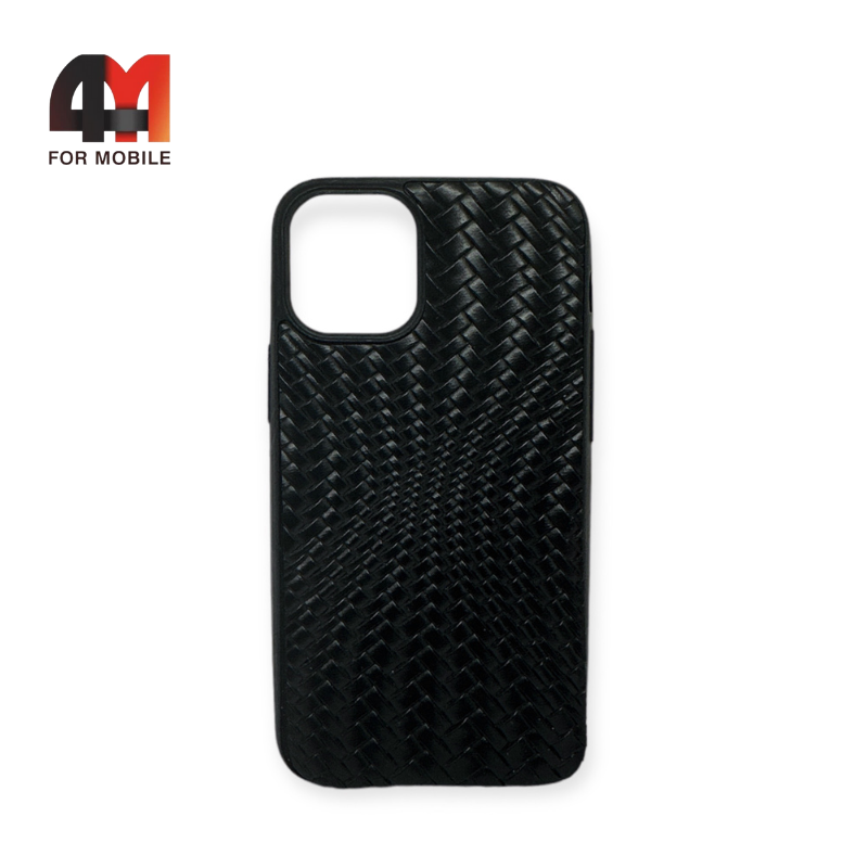 Чехол Iphone 12 Pro Max силиконовый, плетеный, черного цвета - фото 1 - id-p226617702