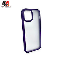Чехол Iphone 12 Pro Max пластиковый с усиленной рамкой, матовый, фиолетового цвета, ipaky