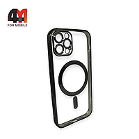Чехол Iphone 12 Pro Max силиконовый, плотный + MagSafe, черного цвета, J-Case