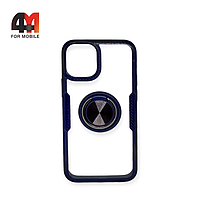 Чехол Iphone 12 Pro Max пластиковый, ободок с кольцом, синего цвета, Doyers