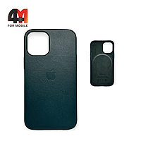 Чехол Iphone 12 Pro Max пластиковый, Leather Case + MagSafe, Forest green